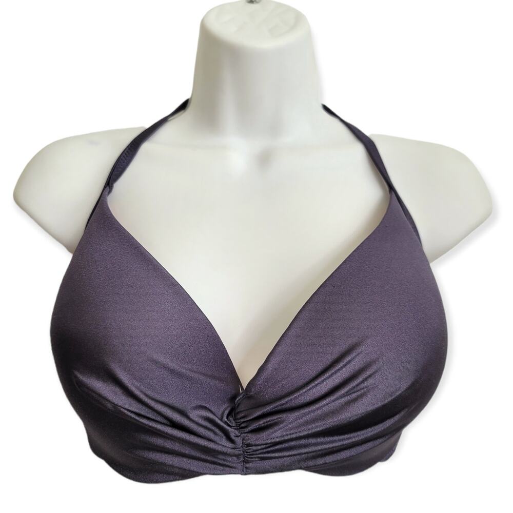 NWT Shade & Shore Lightly Lined Purple Steel Bikini Top ONLY 36DD